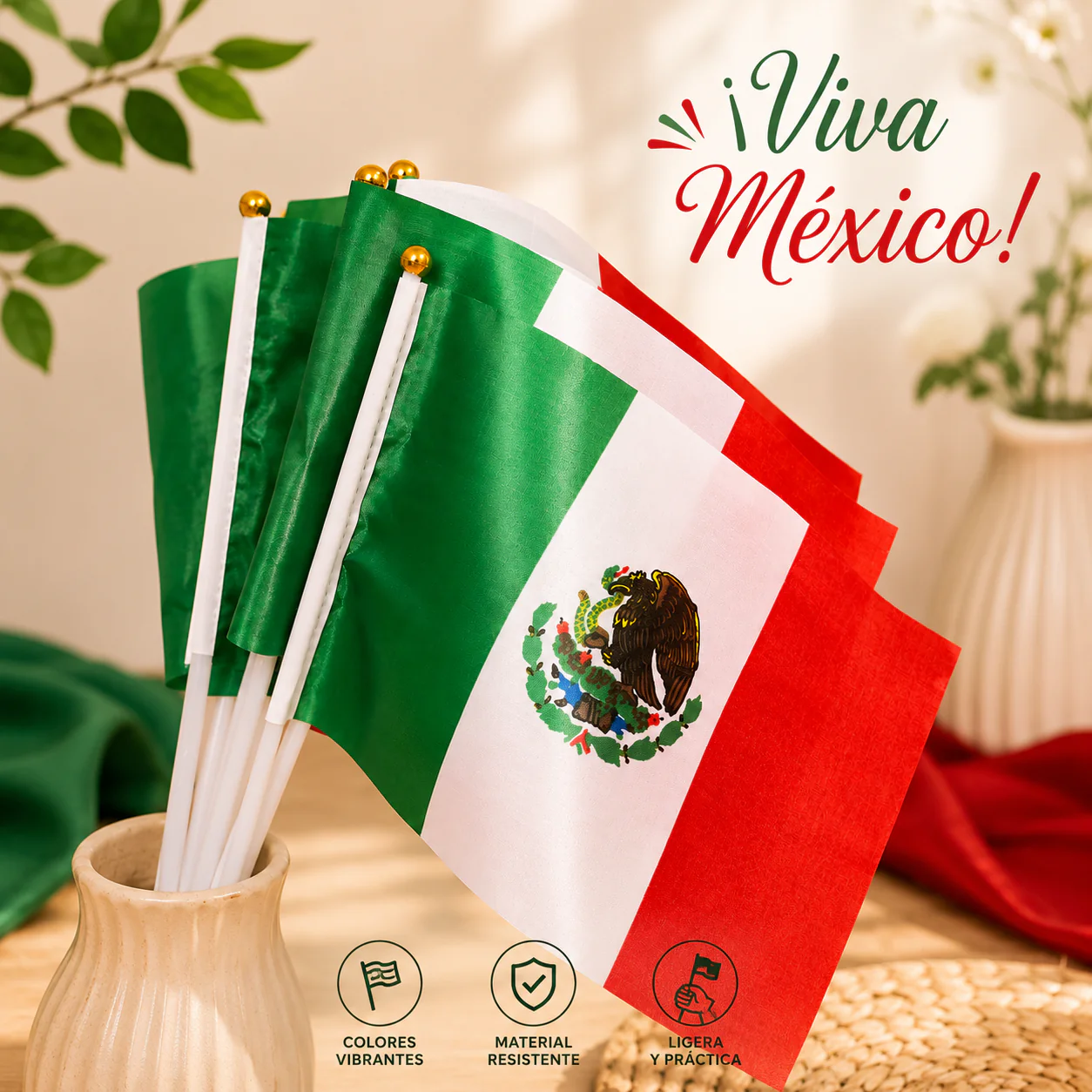 12 Banderas Mexicanas Mundialistas Chicas $4.5 c/u