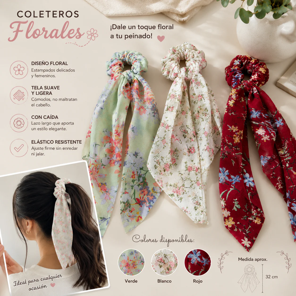 12 Coleteros Flores Estampadas Coquette $12.5 c/u - Image 2