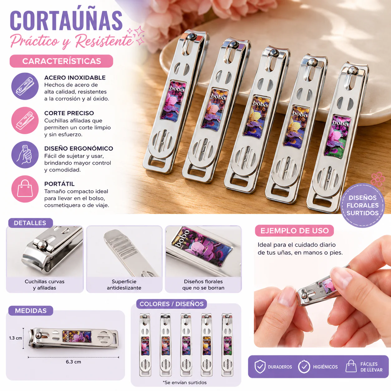 12 Cortauñas Grandes Decorados $6.3 c/u - Image 2