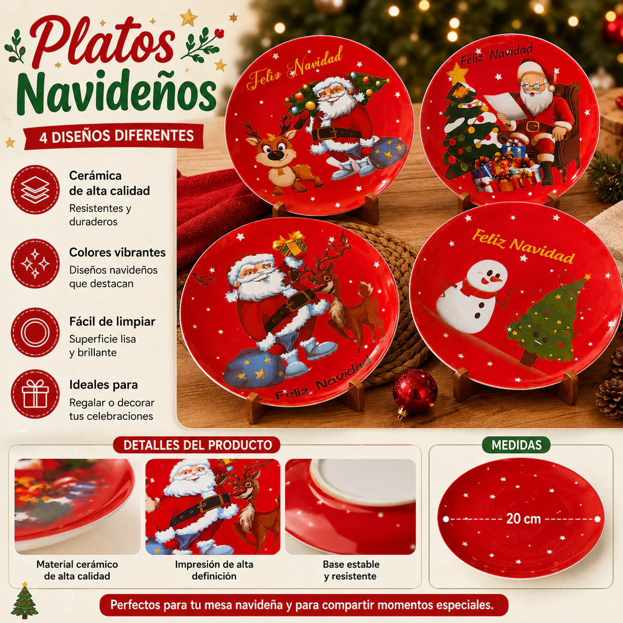 3 Plato de Cerámica con Estampado Navideño $38 c/u - Image 2