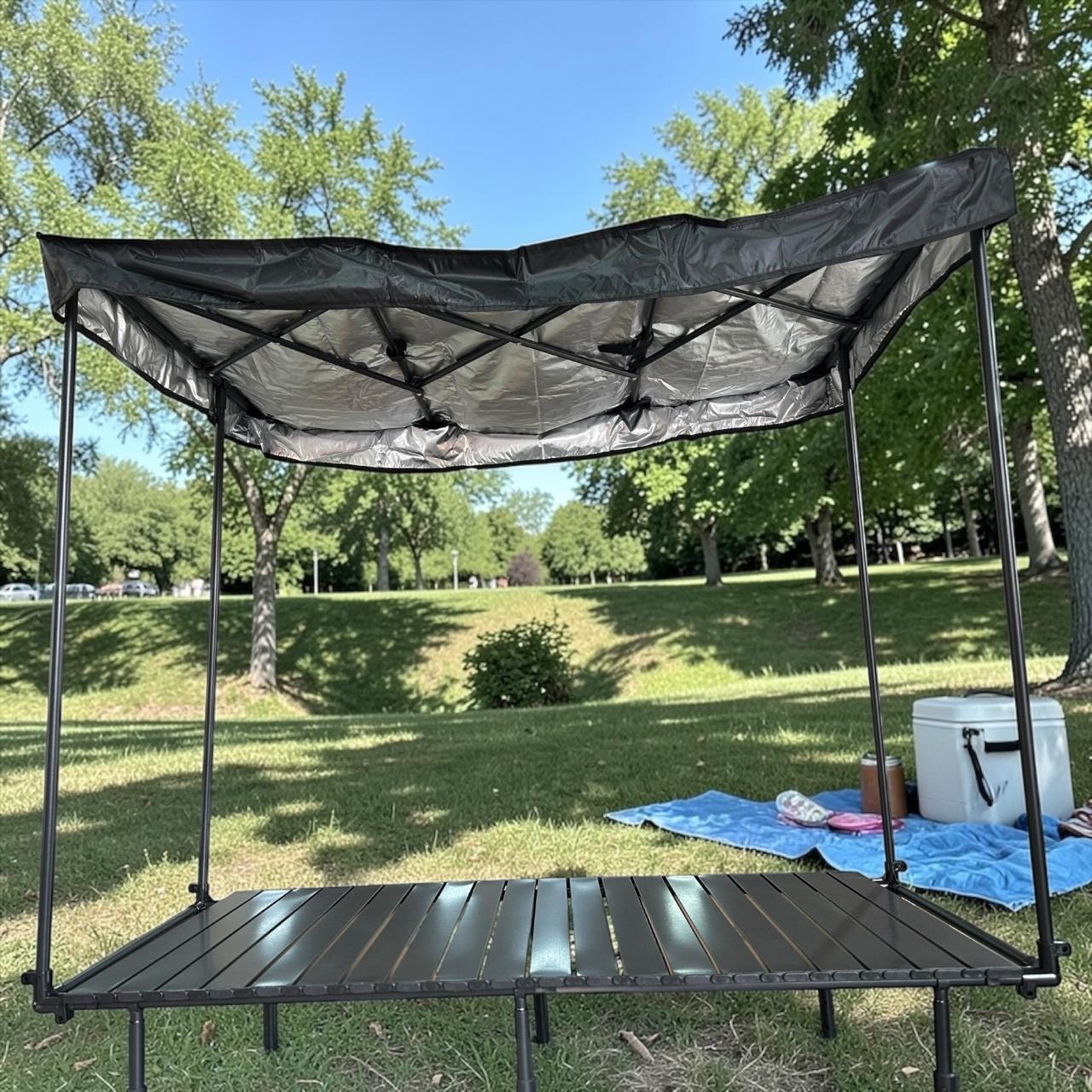Carrito Utilitario Plegable de Doble Nivel con Toldo Protector y Mesa - Image 5
