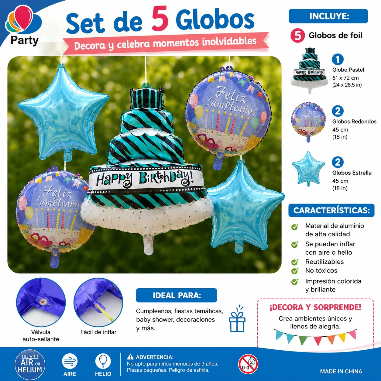 Exclusivo Tienda en linea 💥💎 3 Sets 5 Globos Celebración Figuras $32 c/u - Image 3