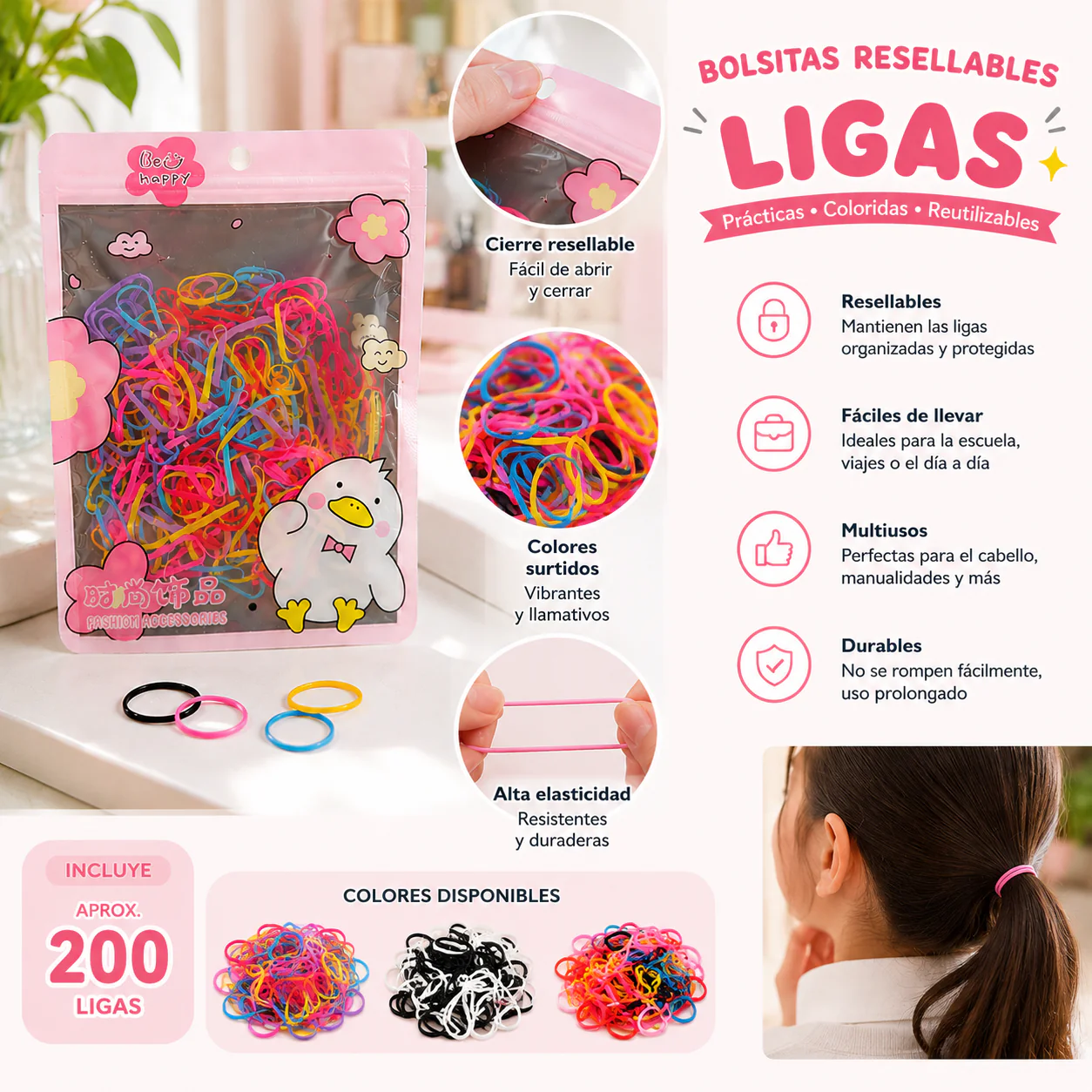 Exclusivo Tienda en linea 💥💎12 Bolsas "Be Happy" Ligas Resellable $4.5 c/u - Image 2