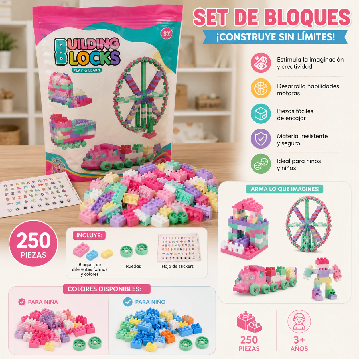 Exclusivo Tienda en linea 💥💎Bolsa con 250 Bloques tipo Legopara Armar "Building Blocks" - Image 2