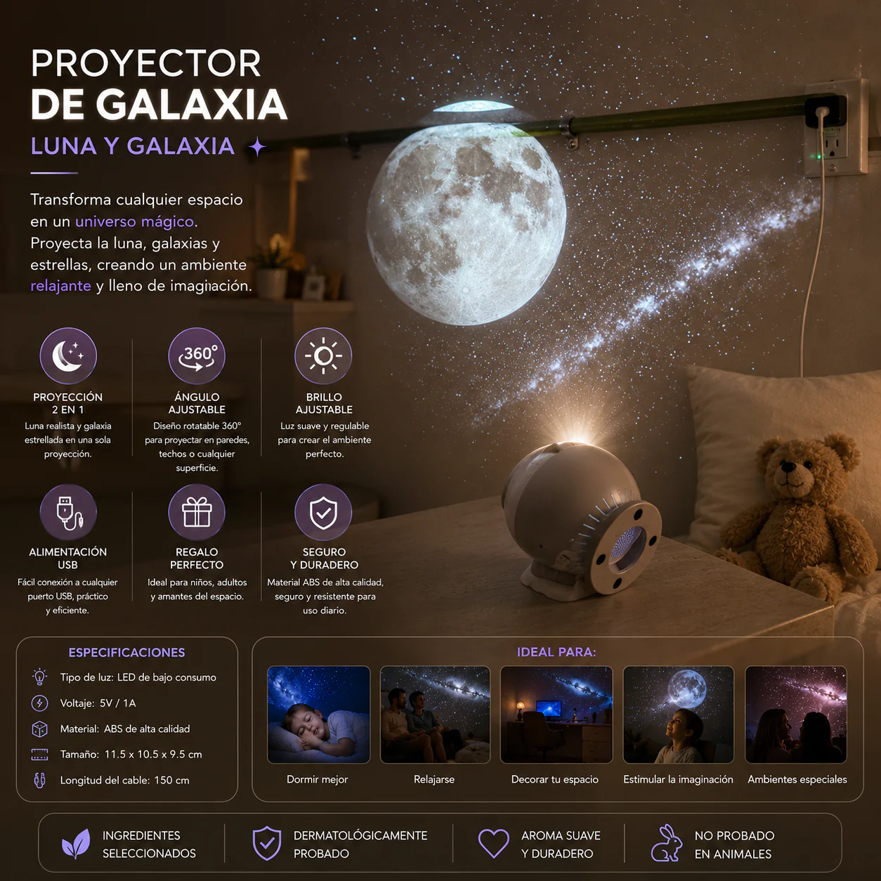 Proyector Galaxias Ajustable Con 12 Cartuchos Intercambiales - Image 4