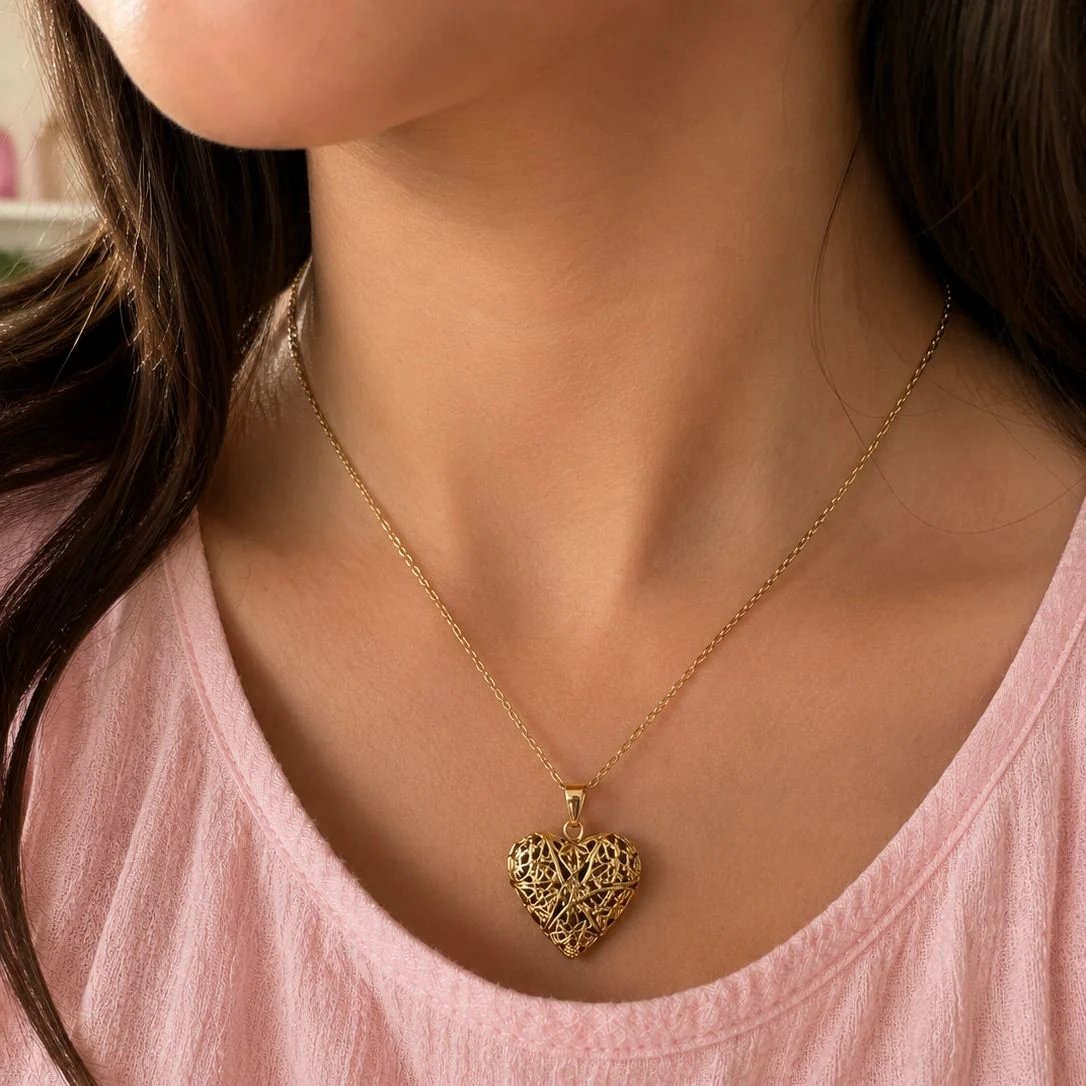 12 Collares Relicarios de Corazón Acero Inoxidable $29.05 c/u